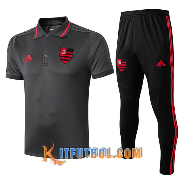 Nueva Polo Futbol Flamengo + Pantalones Gris 19/20