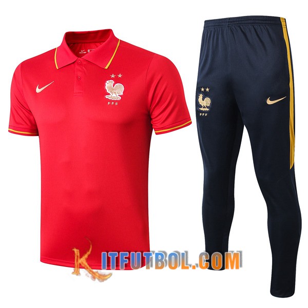Nueva Polo Futbol Francia + Pantalones Roja 19/20