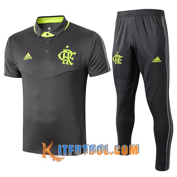 Nueva Polo Futbol Flamengo + Pantalones Gris Oscuro 19/20