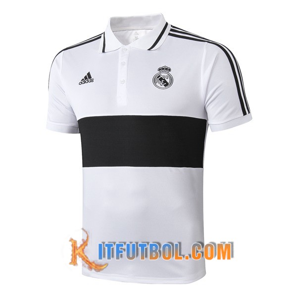 Nueva Polo Futbol Real Madrid Negro Blanco 19/20