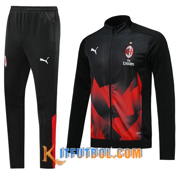 Nueva Chandal Futbol - Chaqueta + Pantalones Milan AC Negro Roja 19/20