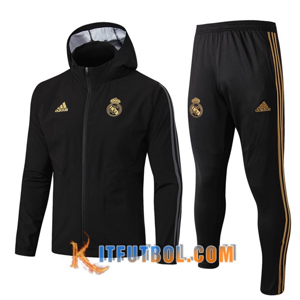 Nueva Chandal Futbol - Chaqueta con capucha + Pantalones Real Madrid Negro 19/20