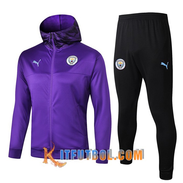 Nueva Chandal Futbol - Chaqueta con capucha + Pantalones Manchester City Purpura 19/20