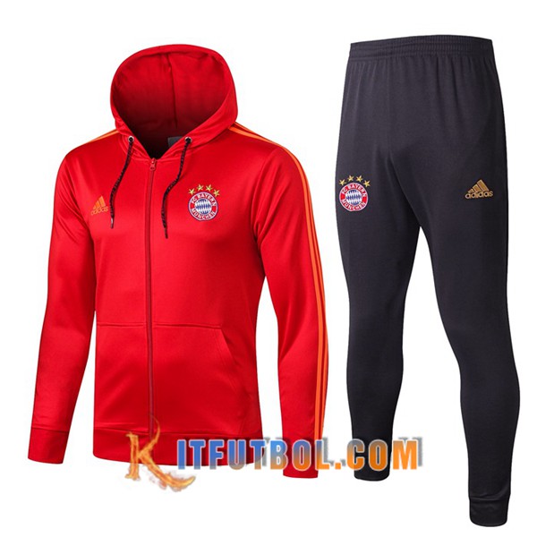 Nueva Chandal Futbol - Chaqueta con capucha + Pantalones Bayern Munich Roja 19/20