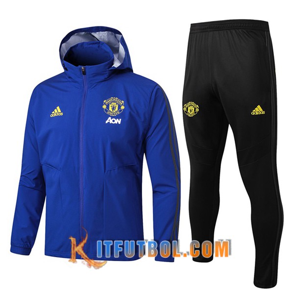 Nueva Chandal Futbol - Chaqueta Rompevientos + Pantalones Manchester United Azul 19/20
