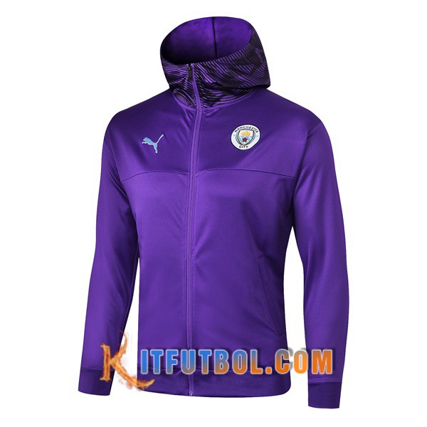 Nueva Chaqueta Futbol Con Capucha Manchester City Purpura 19/20