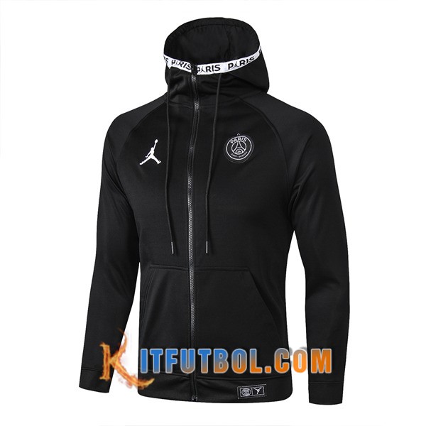 Nueva Chaqueta Futbol Con Capucha PSG Jordan Negro 19/20