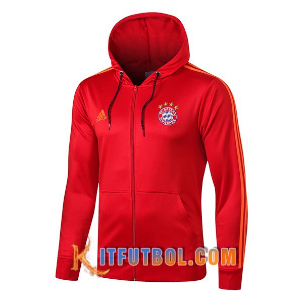Nueva Chaqueta Futbol Con Capucha Bayern Munich Roja 19/20