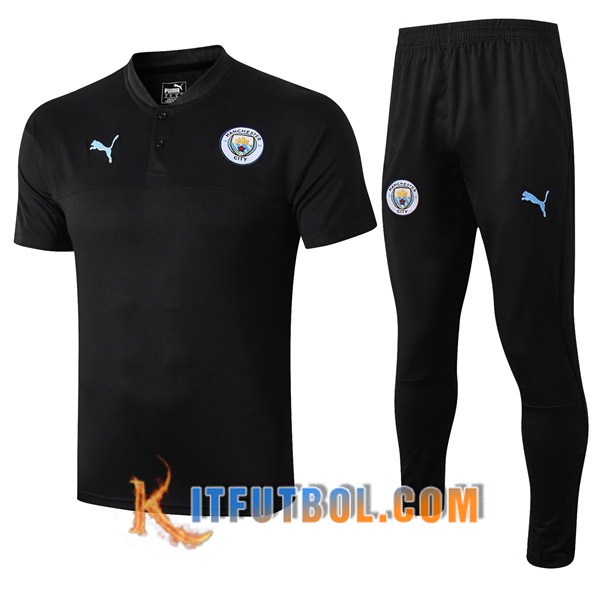 Nueva Polo Futbol Manchester City + Pantalones Negro 19/20