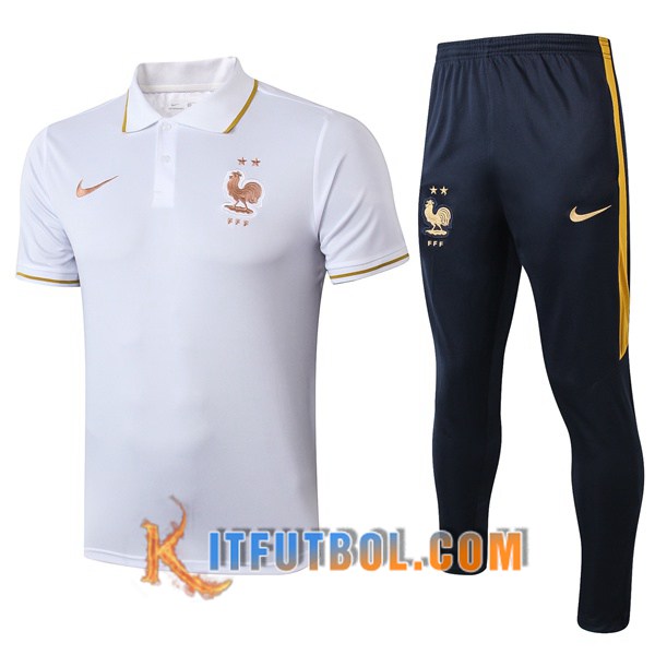 Nueva Polo Futbol Francia + Pantalones Blanco 19/20