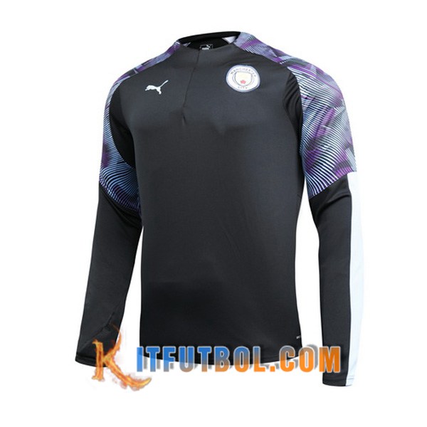 Nueva Entrenamiento Sudadera Manchester City Negro Purpura 19/20