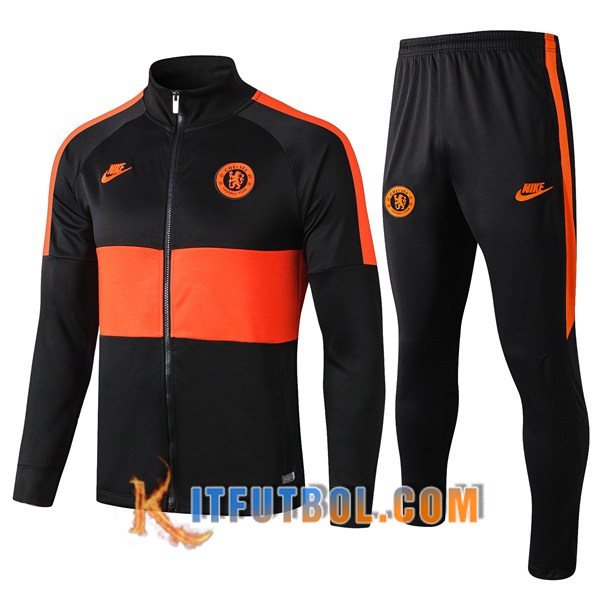 Nueva Chandal Futbol - Chaqueta + Pantalones FC Chelsea Negro Naranja 19/20