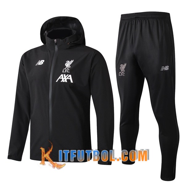 Nueva Chandal Futbol - Chaqueta Rompevientos + Pantalones FC Liverpool Negro 19/20