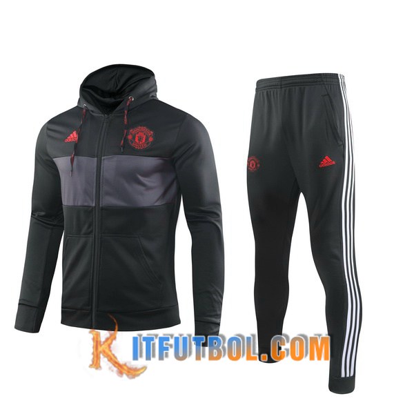Nueva Chandal Futbol - Chaqueta con capucha + Pantalones Manchester United Negro 19/20