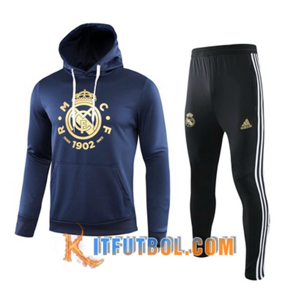 Nueva Chandal Futbol - Chaqueta con capucha + Pantalones Real Madrid Negro 19/20