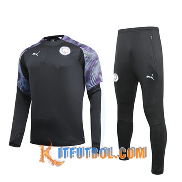 Nueva Chandal Futbol + Pantalones Manchester City Negro Purpura 19/20