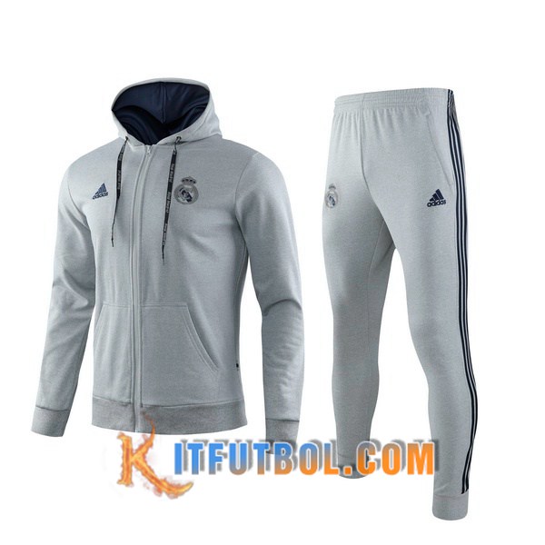 Nueva Chandal Futbol - Chaqueta con capucha + Pantalones Real Madrid Gris 19/20