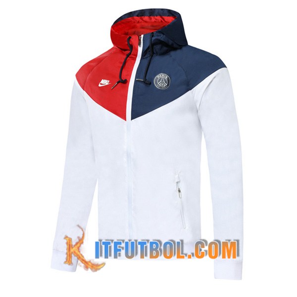 Nueva Chaqueta Futbol Rompevientos PSG Blanco Roja Azul Oscuro 19/20