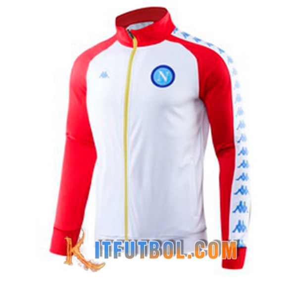 Nueva Chaqueta Futbol SSC Napoli Blanco Roja Cuello Alto 19/20
