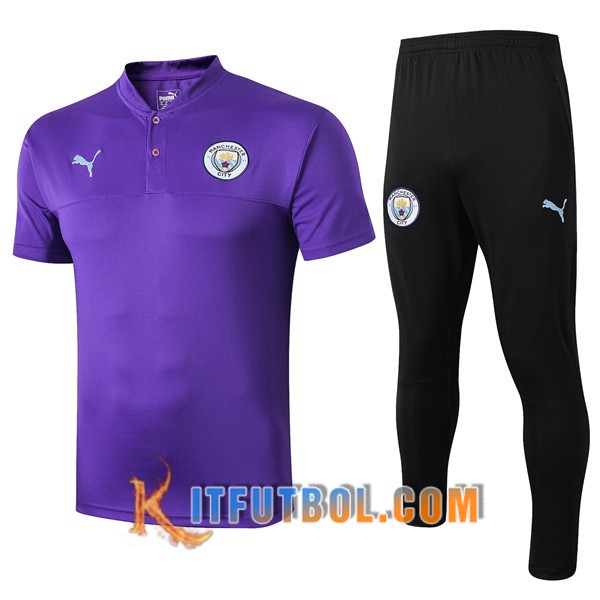 Nueva Polo Futbol Manchester City + Pantalones Purpura 19/20