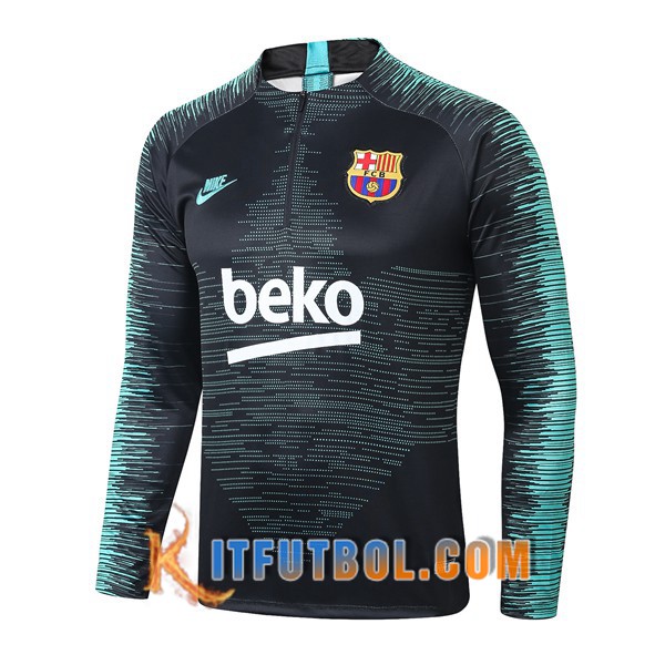 Nueva Entrenamiento Sudadera FC Barcelona Beko Negro Verde 19/20