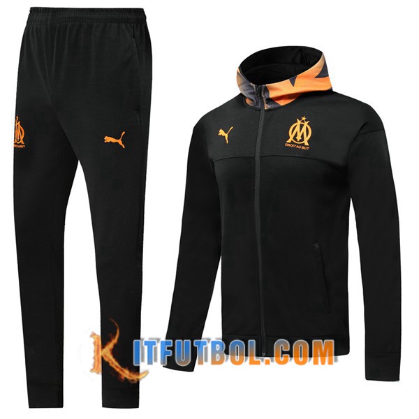 Nueva Chandal Futbol - Chaqueta con capucha + Pantalones Marsella OM Negro 19/20