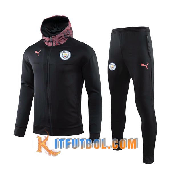 Nueva Chandal Futbol - Chaqueta con capucha + Pantalones Manchester City Negro 19/20