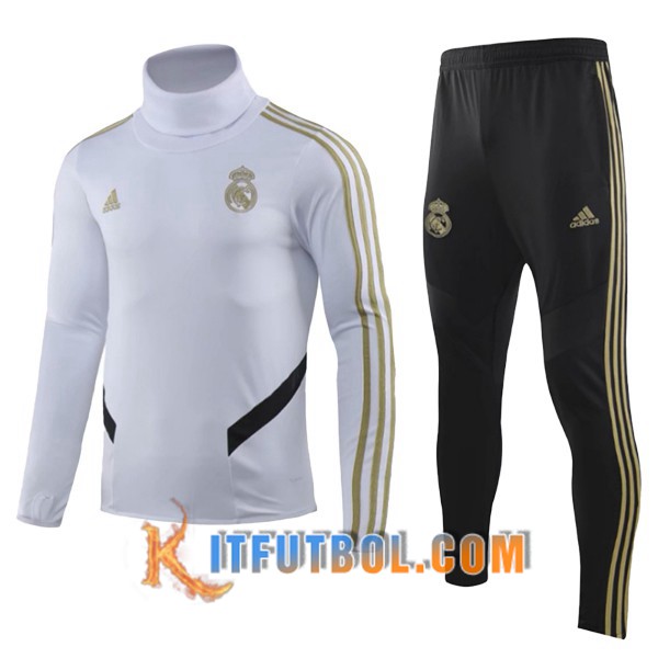 Nueva Chandal Futbol Real Madrid Ninos Blanco Cuello Alto 19/20