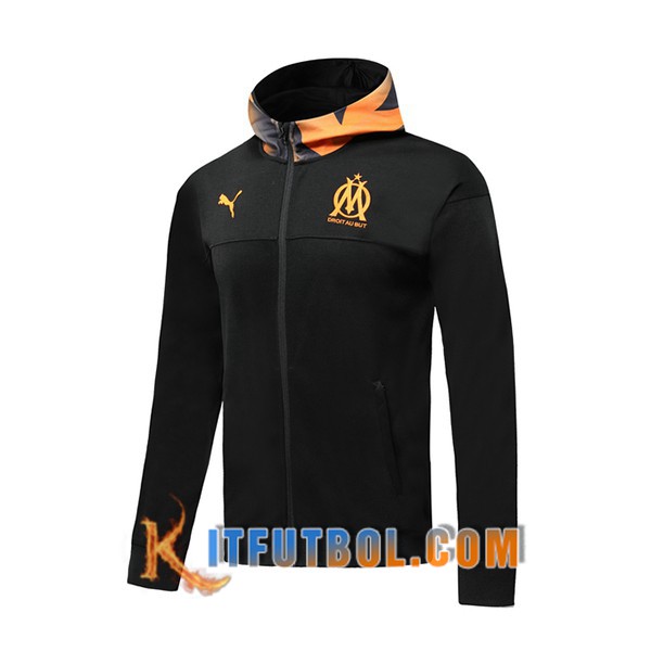 Nueva Chaqueta Futbol Con Capucha Marsella OM Negro 19/20