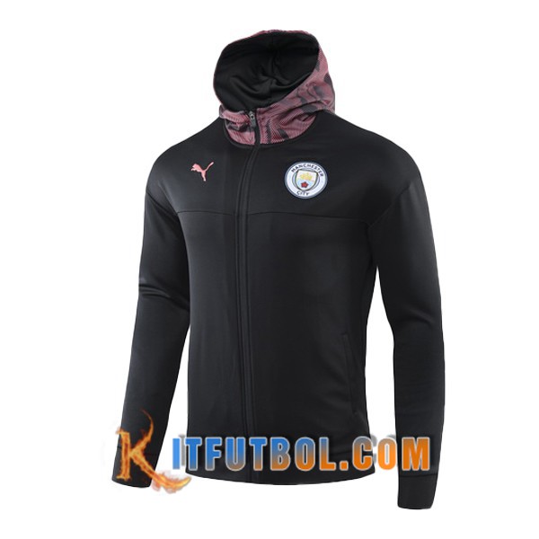 Nueva Chaqueta Futbol Con Capucha Manchester City Negro 19/20