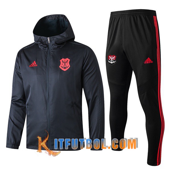 Nueva Chandal Futbol - Chaqueta Rompevientos + Pantalones Flamengo Negro 19/20