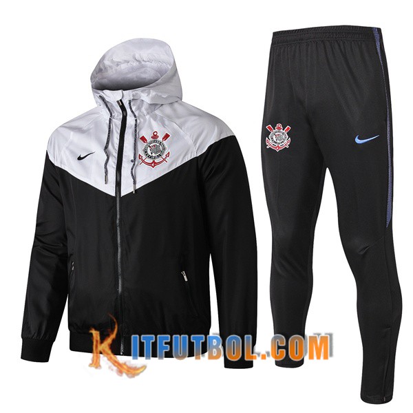 Nueva Chandal Futbol - Chaqueta Rompevientos + Pantalones Corinthians Blanco Negro 19/20