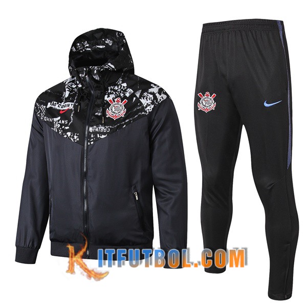 Nueva Chandal Futbol - Chaqueta Rompevientos + Pantalones Corinthians Negro 19/20