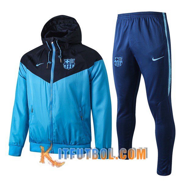 Nueva Chandal Futbol - Chaqueta Rompevientos + Pantalones FC Barcelona Azul Claro 19/20