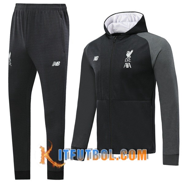 Nueva Chandal Futbol - Chaqueta con capucha + Pantalones Foot FC Liverpool Negro 19/20