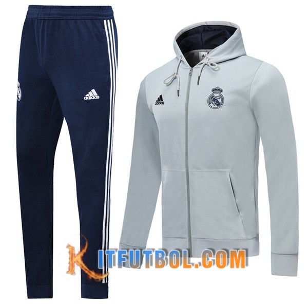 Nueva Chandal Futbol - Chaqueta con capucha + Pantalones Real Madrid Gris 19/20
