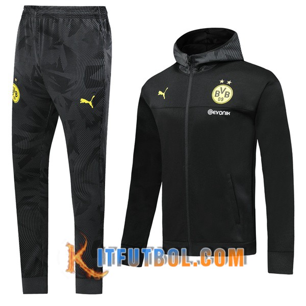 Nueva Chandal Futbol - Chaqueta con capucha + Pantalones Dortmund BVB Negro 19/20