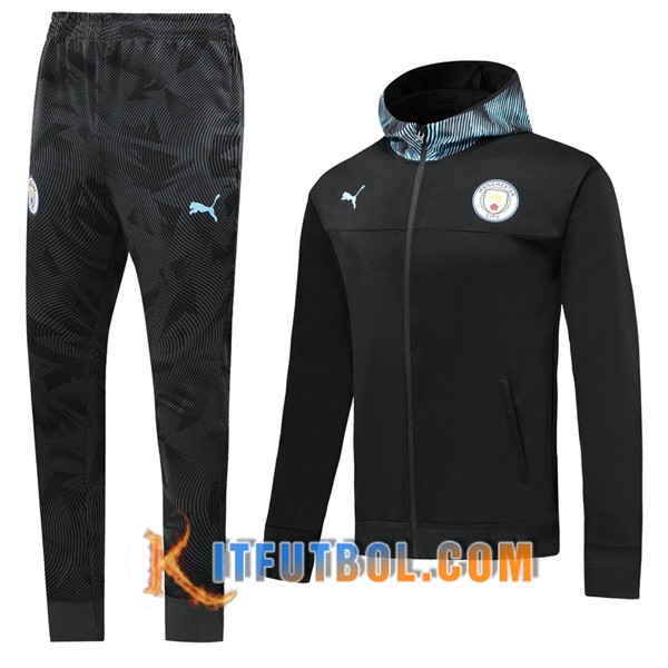 Nueva Chandal Futbol - Chaqueta con capucha + Pantalones Manchester City Negro 19/20