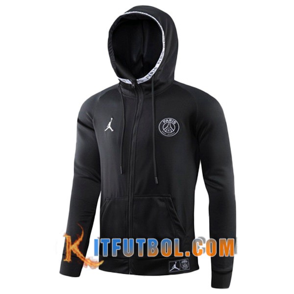 Nueva Chaqueta Futbol Con Capucha Paris PSG Jordan Negro 19/20