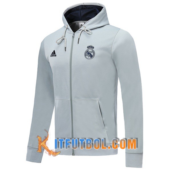 Nueva Chaqueta Futbol Con Capucha Real Madrid Gris 19/20