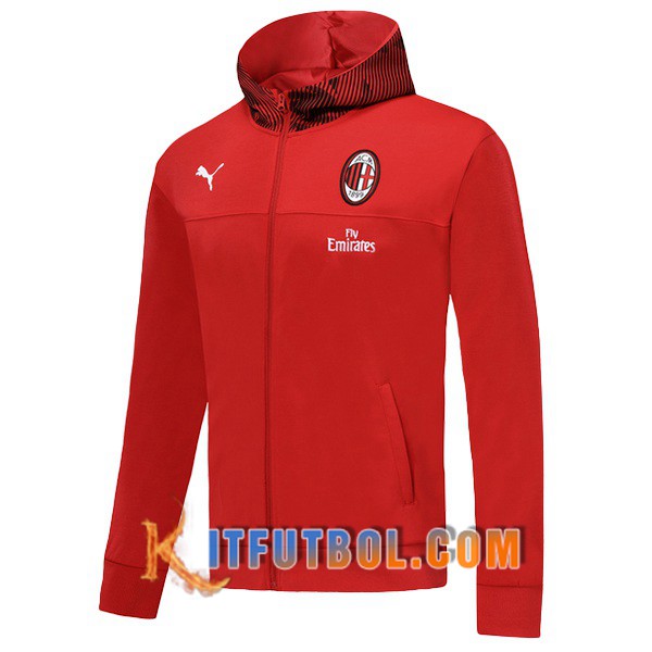 Nueva Chaqueta Futbol Con Capucha Milan AC Roja 19/20