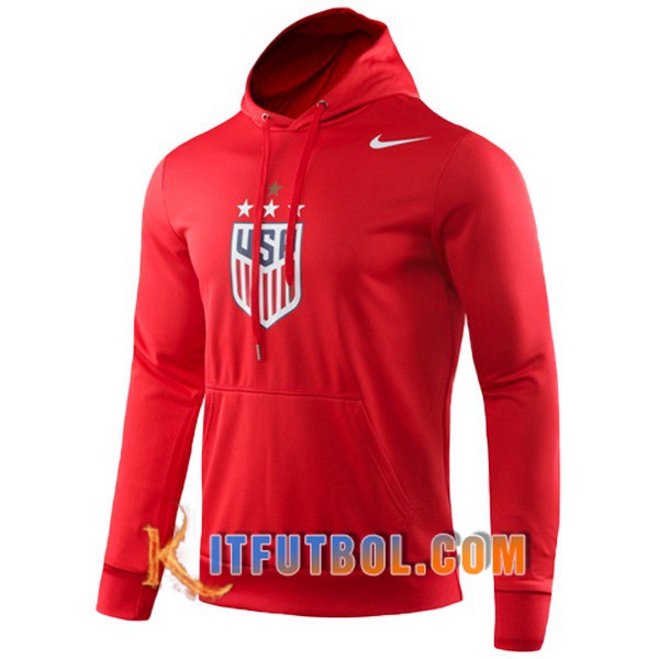 Nueva Chaqueta Futbol Con Capucha Estados Unidos Roja 19/20