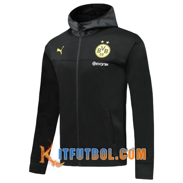 Nueva Chaqueta Futbol Con Capucha Dortmund BVB Negro 19/20