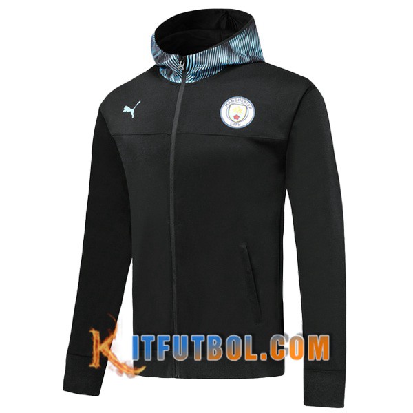 Nueva Chaqueta Futbol Con Capucha Manchester City Negro 19/20
