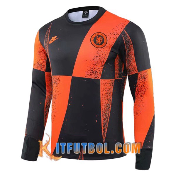 Nueva Entrenamiento Sudadera FC Chelsea Naranja Negro 19/20
