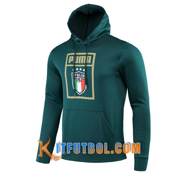 Nueva Entrenamiento Sudadera con capucha Italia Verde 19/20
