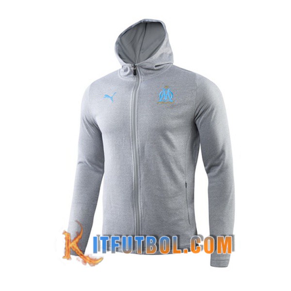 Nueva Entrenamiento Sudadera con capucha Marsella OM Gris 19/20