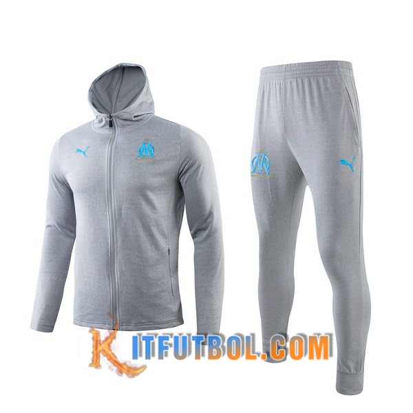 Nueva Chandal Futbol - Sudadera con capucha + Pantalones Marsella OM Gris 19/20