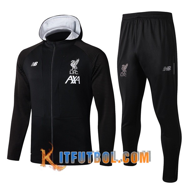 Nueva Chandal Futbol - Chaqueta con capucha + Pantalones FC Liverpool Negro 19/20