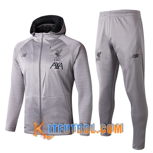 Nueva Chandal Futbol - Chaqueta con capucha + Pantalones FC Liverpool Gris 19/20